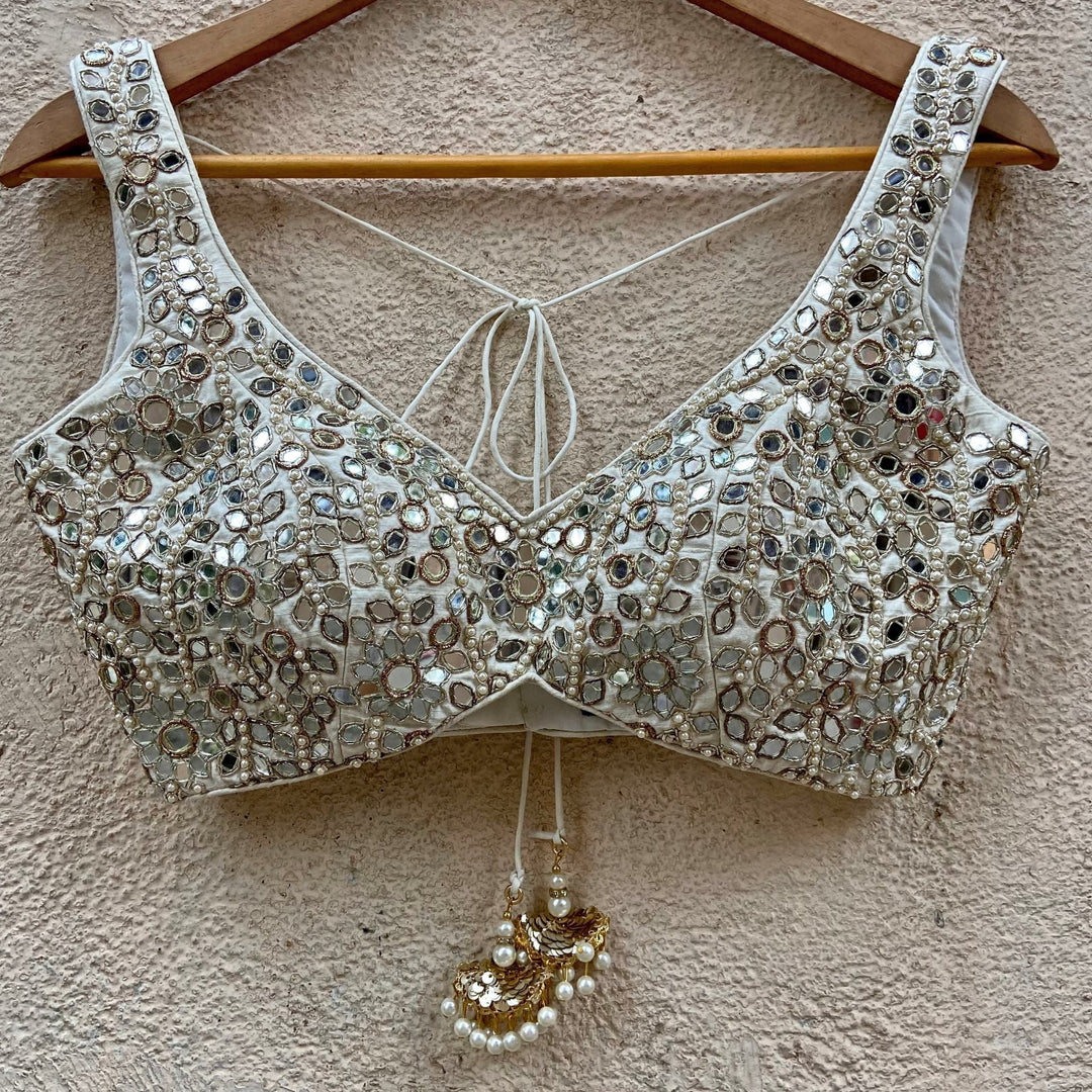 Ivory and Mirrorwork Kalidar Set Priti Sahni - Fabilicious Fashion