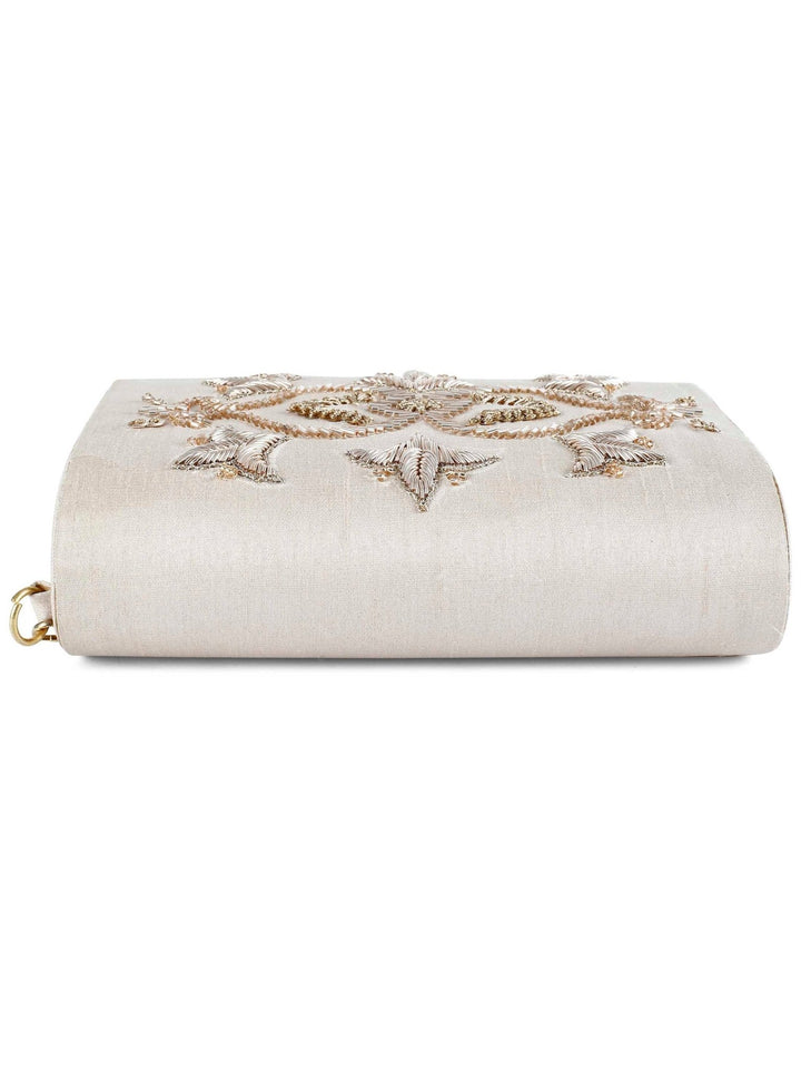 Ivory and Peach Clutch The Purple Sack - Fabilicious Fashion