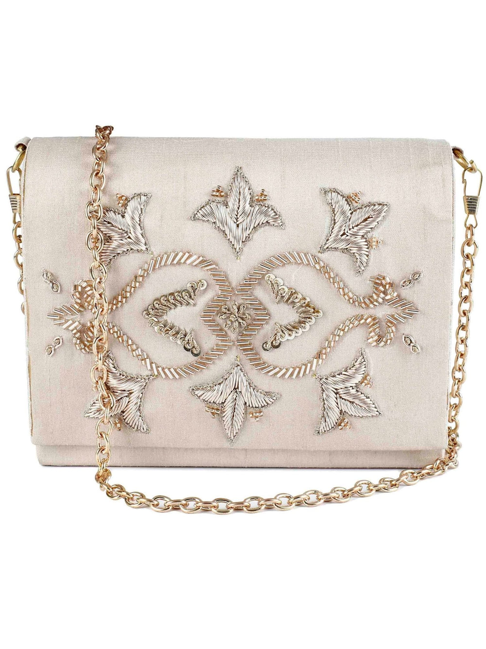 Ivory and Peach Clutch The Purple Sack - Fabilicious Fashion