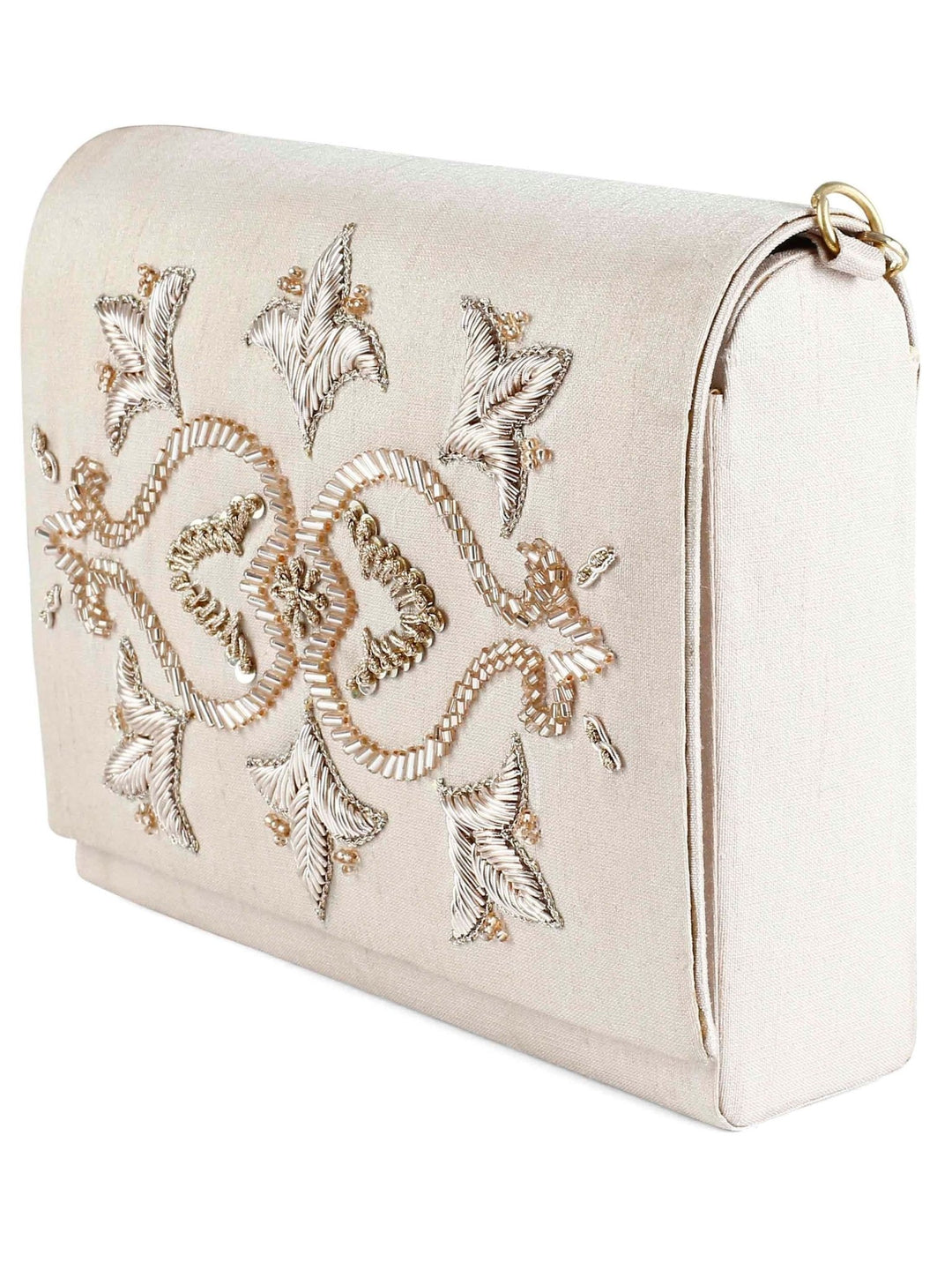 Ivory and Peach Clutch The Purple Sack - Fabilicious Fashion