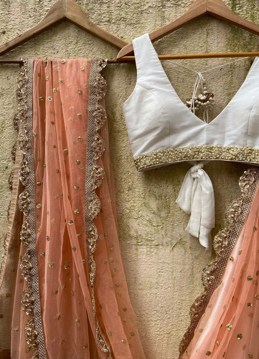 Ivory and peach Lehenga set Priti Sahni - Fabilicious Fashion