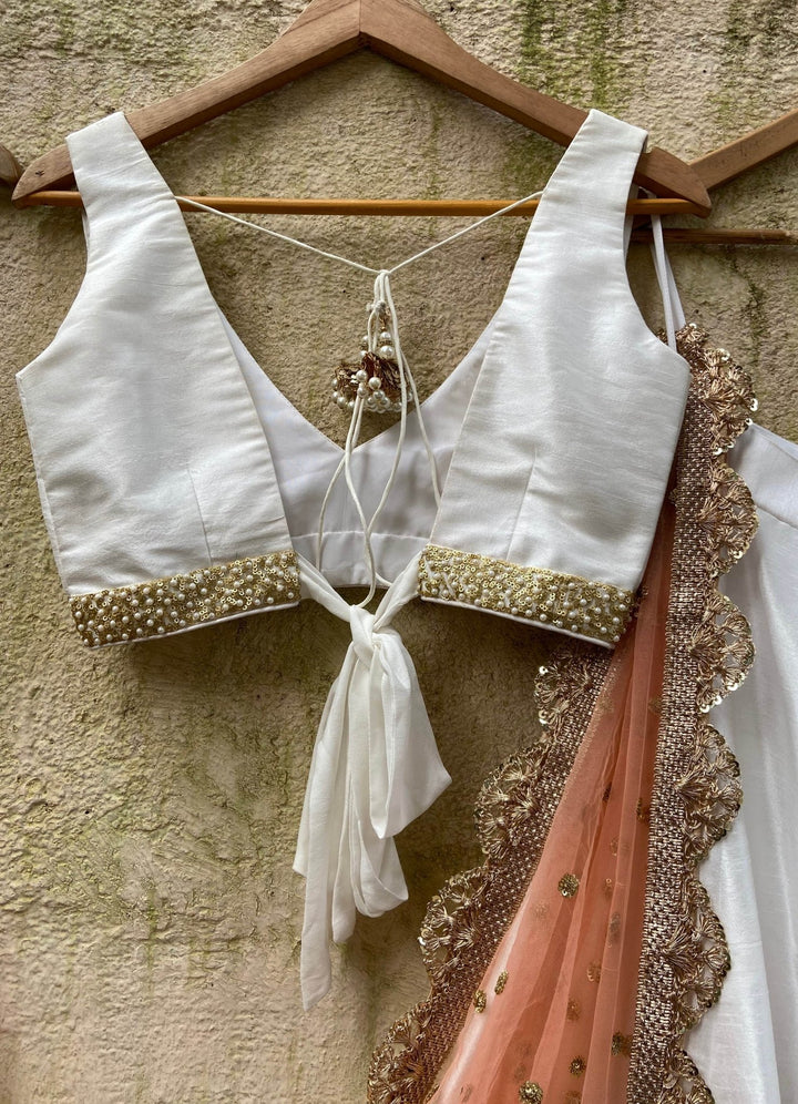 Ivory and peach Lehenga set Priti Sahni - Fabilicious Fashion