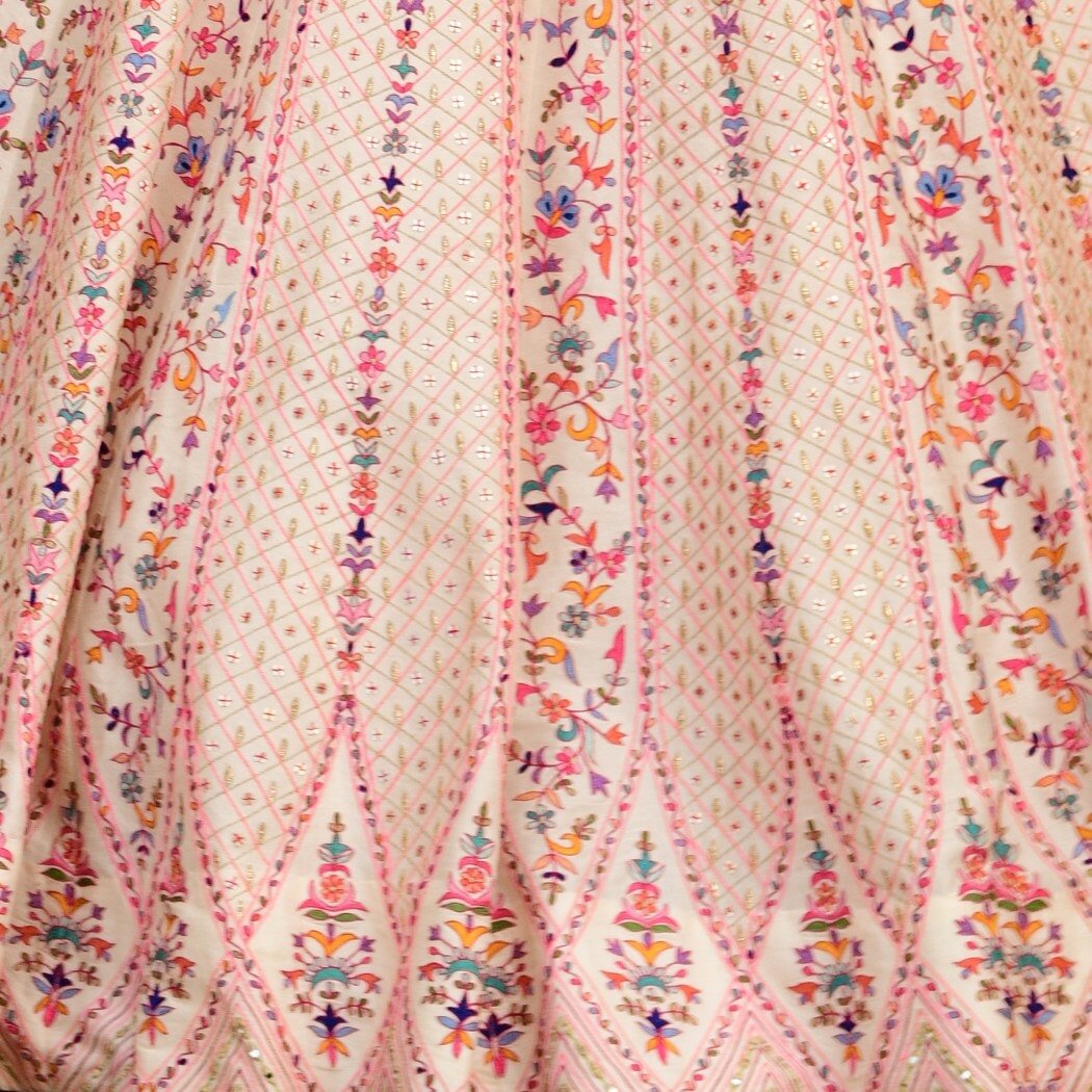 Chamee and Palak Ivory And Pink Kashmiri Thread Bridal Lehenga SetFabilicious Fashion