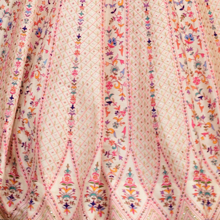 Chamee and Palak Ivory And Pink Kashmiri Thread Bridal Lehenga SetFabilicious Fashion