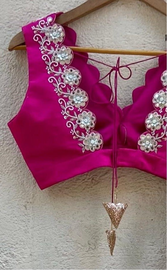 Ivory And Rani Pink Ruffle Set Priti Sahni - Fabilicious Fashion