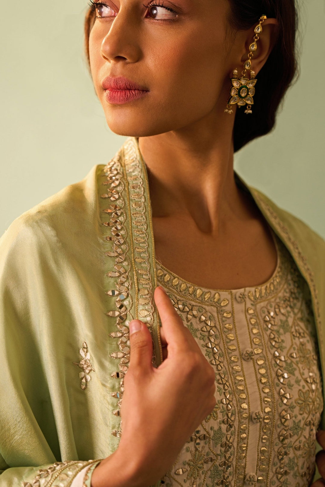 Ivory And Sea Green Silk Kurta Set Angad Singh - Fabilicious Fashion