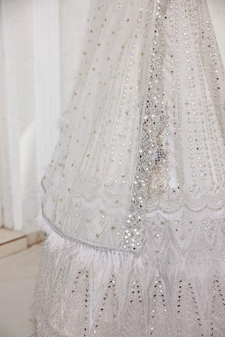 Ivory and Silver Mirror Lehenga Set Chamee and Palak - Fabilicious Fashion