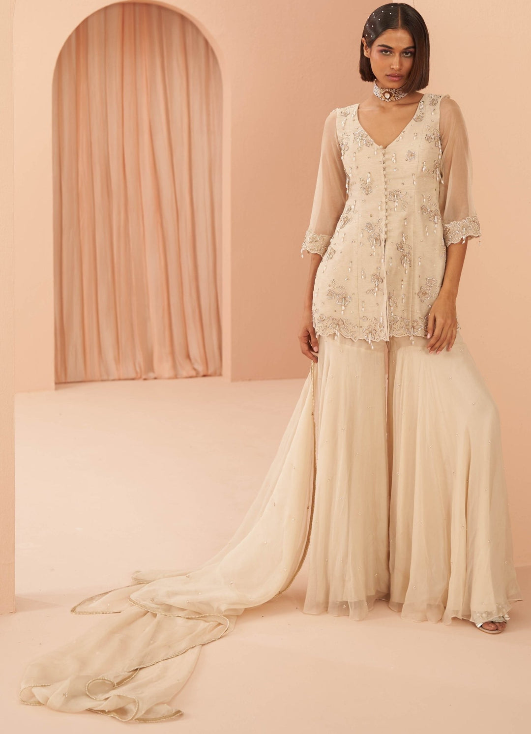 Ivory chandelier sharara set Parul Gandhi - Fabilicious Fashion