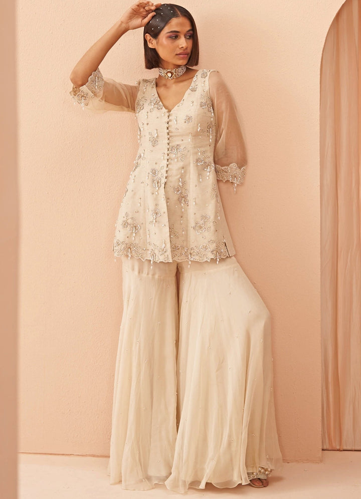 Ivory chandelier sharara set Parul Gandhi - Fabilicious Fashion