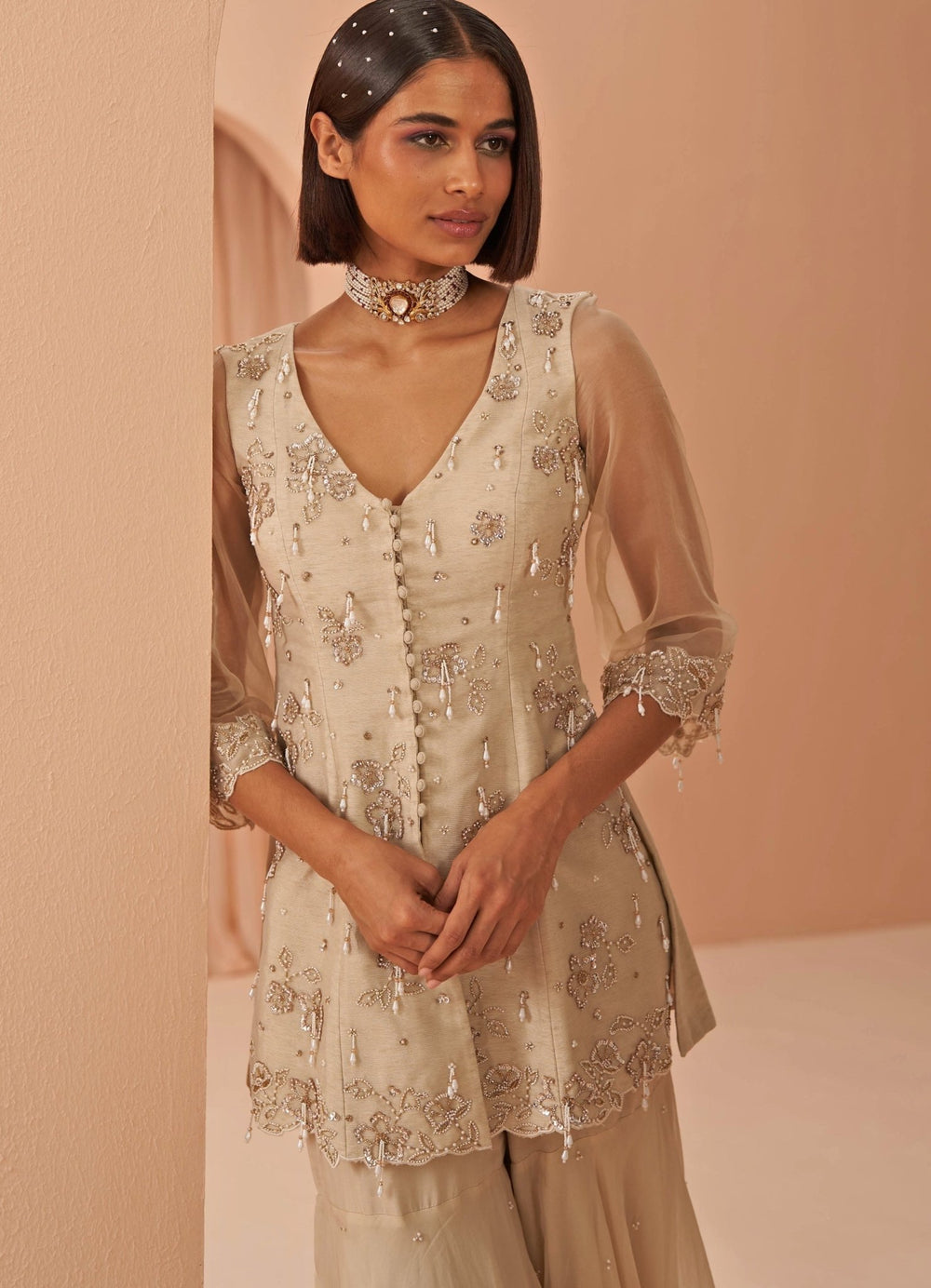 Ivory chandelier sharara set Parul Gandhi - Fabilicious Fashion