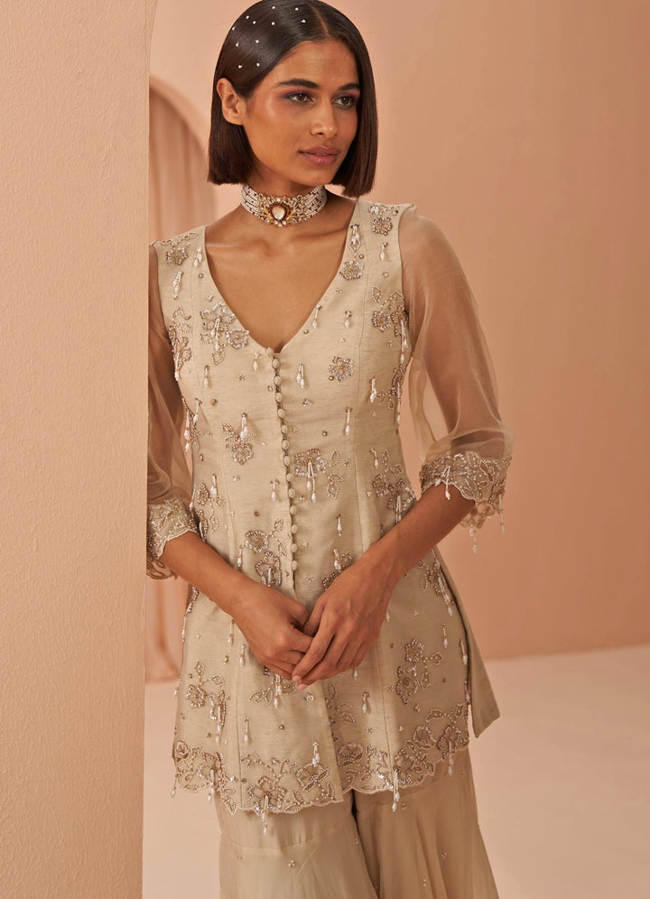 Ivory chandelier sharara set Parul Gandhi - Fabilicious Fashion