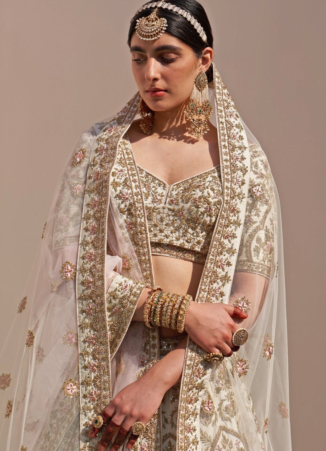 Ivory Double Dupatta Lehenga Set Angad Singh - Fabilicious Fashion