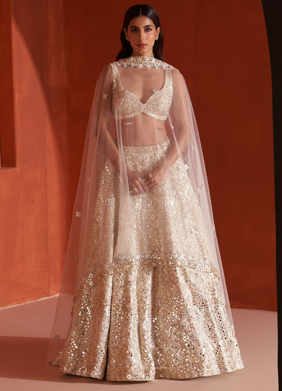 Ivory Embellished Raw Silk Lehenga Set With Net Dupatta Angad Singh - Fabilicious Fashion