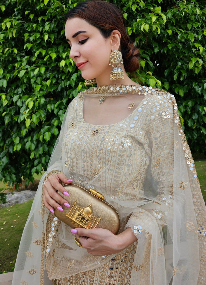 Ivory Embellished Silk Kurta Sharara Set Anisha Shetty - Fabilicious Fashion