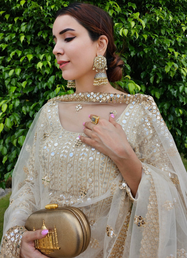 Ivory Embellished Silk Kurta Sharara Set Anisha Shetty - Fabilicious Fashion