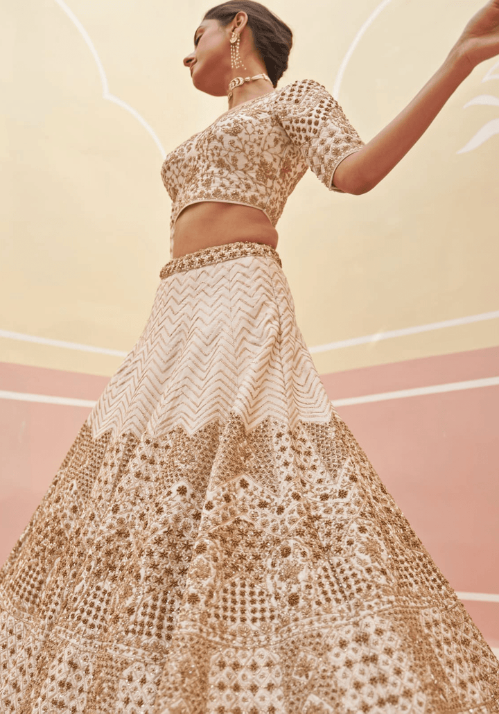 Ivory Embroidered Bridal Lehenga Angad Singh - Fabilicious Fashion