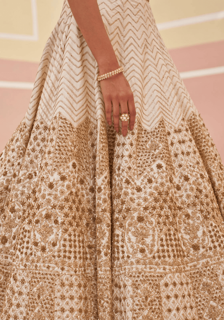 Ivory Embroidered Bridal Lehenga Angad Singh - Fabilicious Fashion