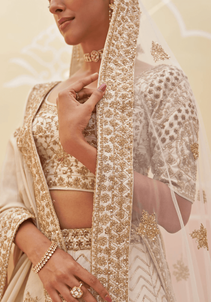 Ivory Embroidered Bridal Lehenga Angad Singh - Fabilicious Fashion