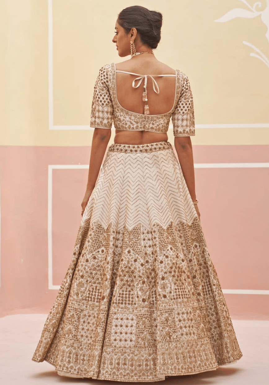 Ivory Embroidered Bridal Lehenga Angad Singh - Fabilicious Fashion