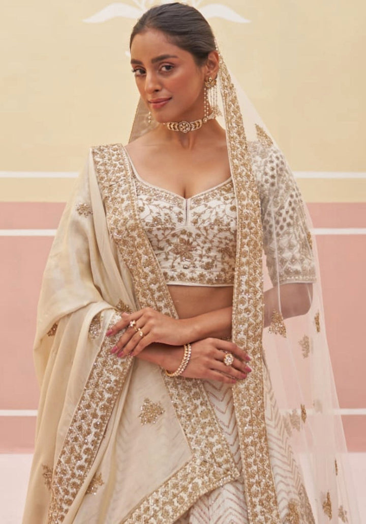 Ivory Embroidered Bridal Lehenga Angad Singh - Fabilicious Fashion