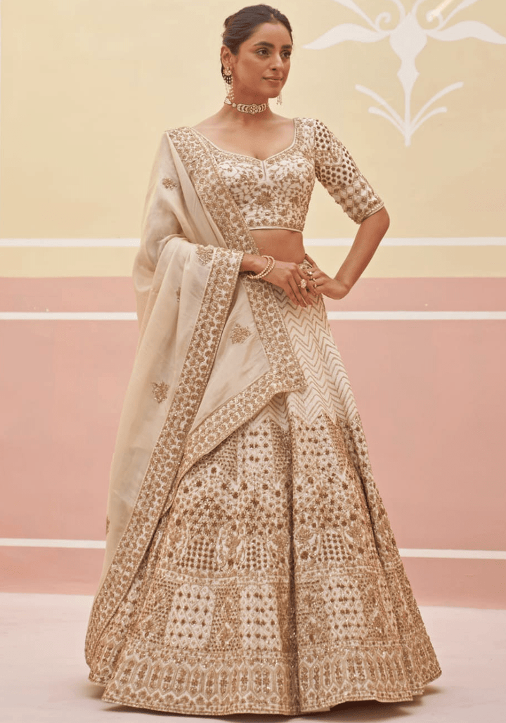 Ivory Embroidered Bridal Lehenga Angad Singh - Fabilicious Fashion