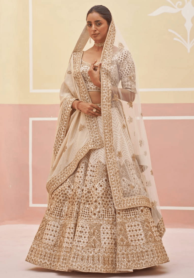 Ivory Embroidered Bridal Lehenga Angad Singh - Fabilicious Fashion