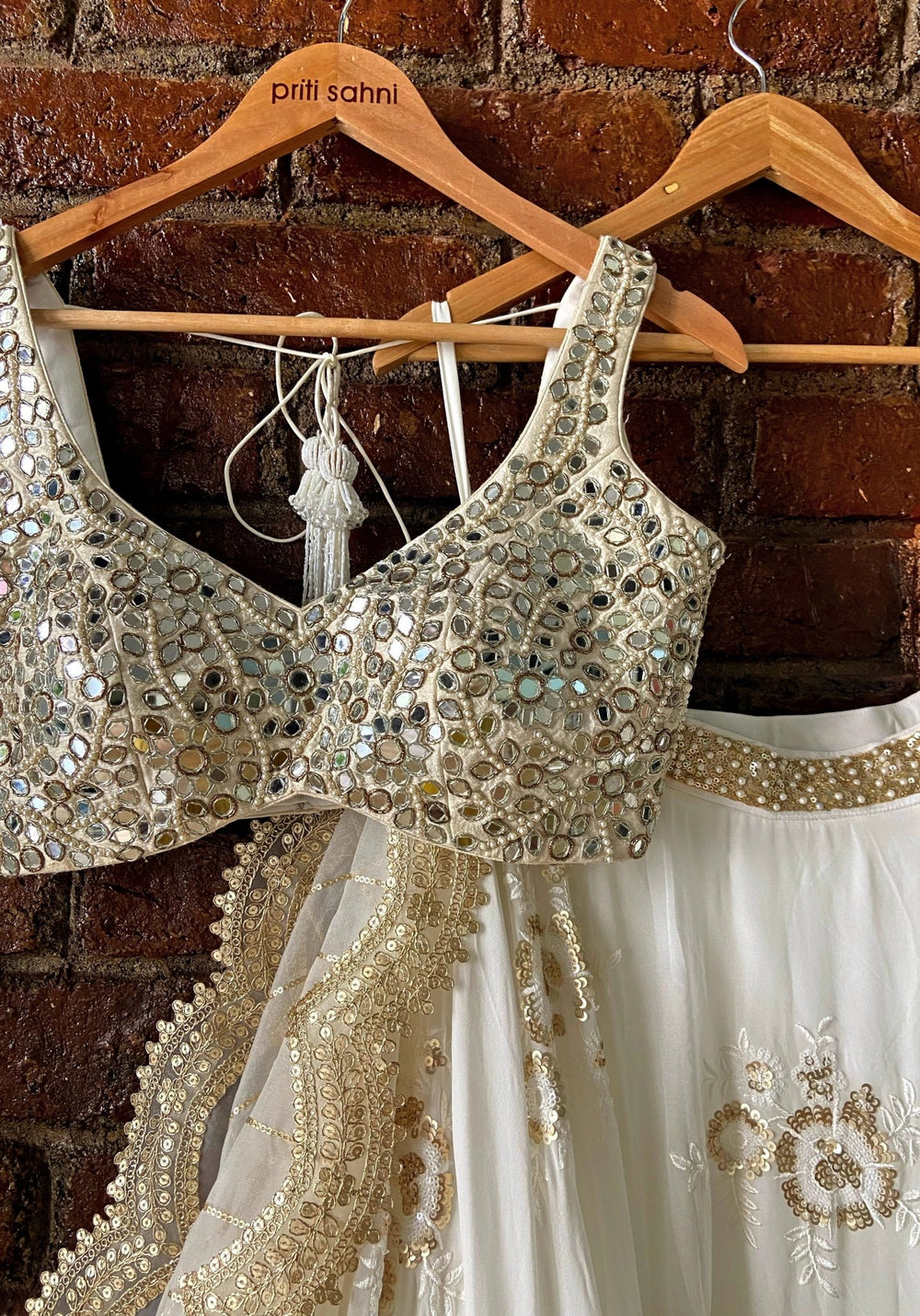 Ivory Embroidered Lehenga Set Priti Sahni - Fabilicious Fashion