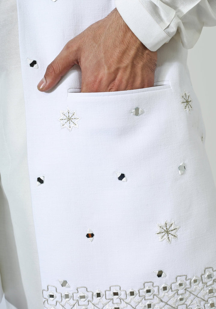 Ivory Embroidered Nehru With Kurta Set Chatenya Mittal - Fabilicious Fashion