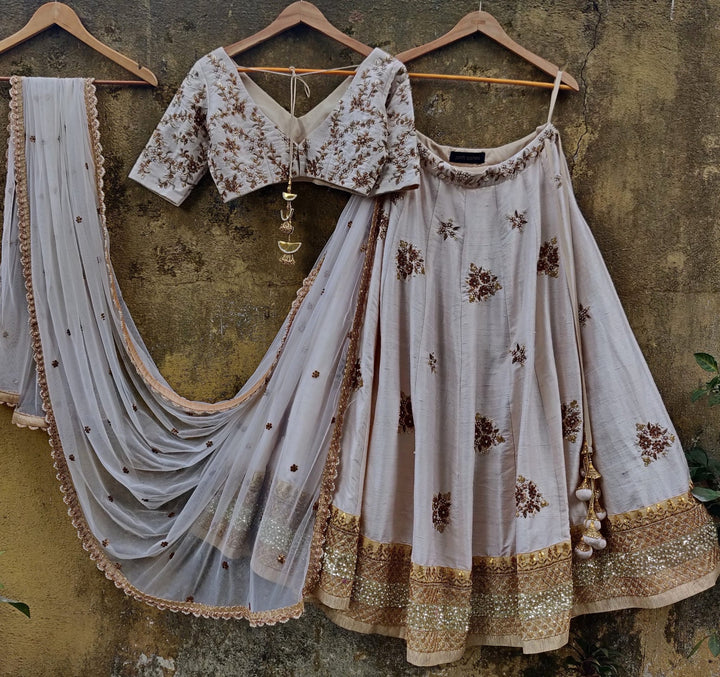 Ivory Gold Lehenga Set Priti Sahni - Fabilicious Fashion
