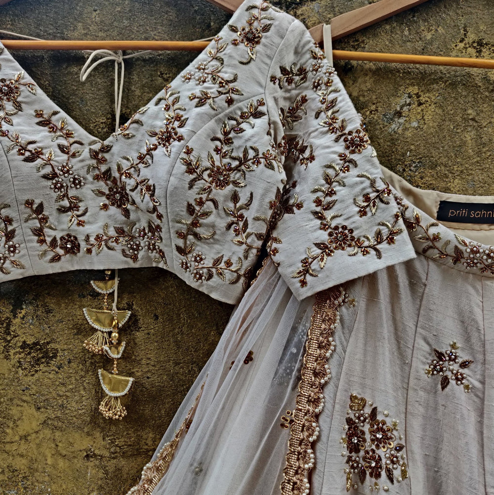 Ivory Gold Lehenga Set Priti Sahni - Fabilicious Fashion
