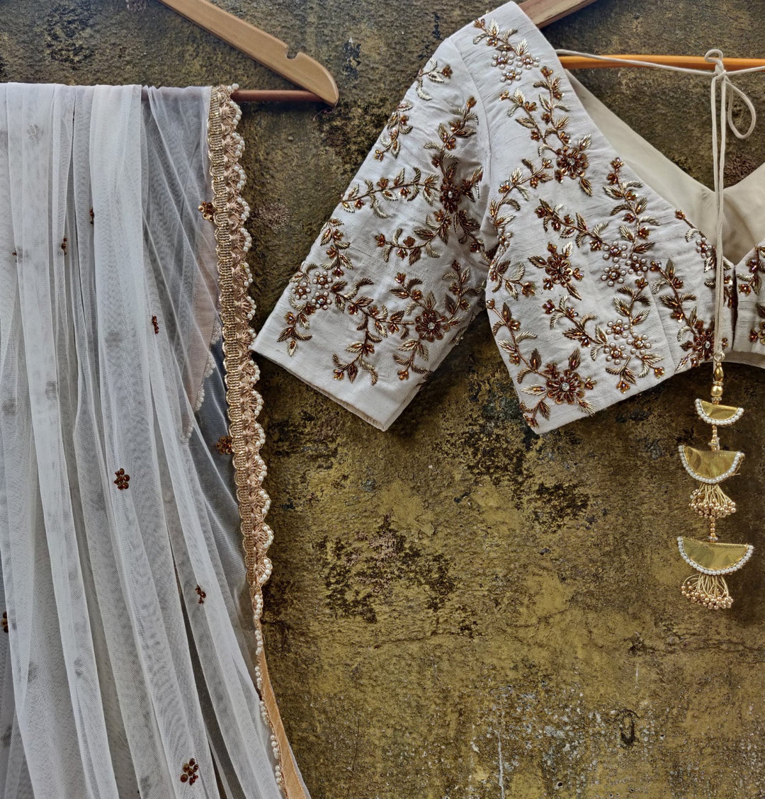 Ivory Gold Lehenga Set Priti Sahni - Fabilicious Fashion