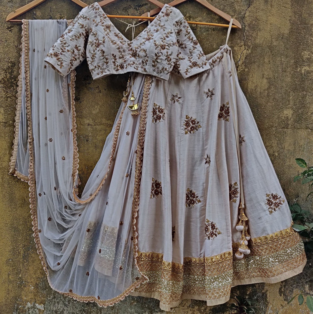 Ivory Gold Lehenga Set Priti Sahni - Fabilicious Fashion