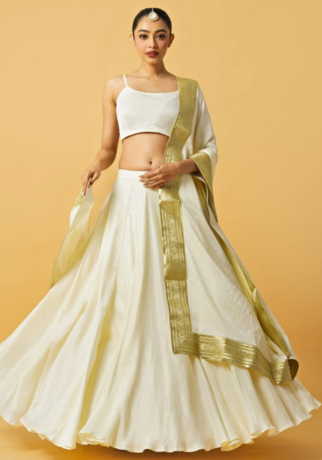 Ivory Gold Lehenga Set Quench A Thirst - Fabilicious Fashion