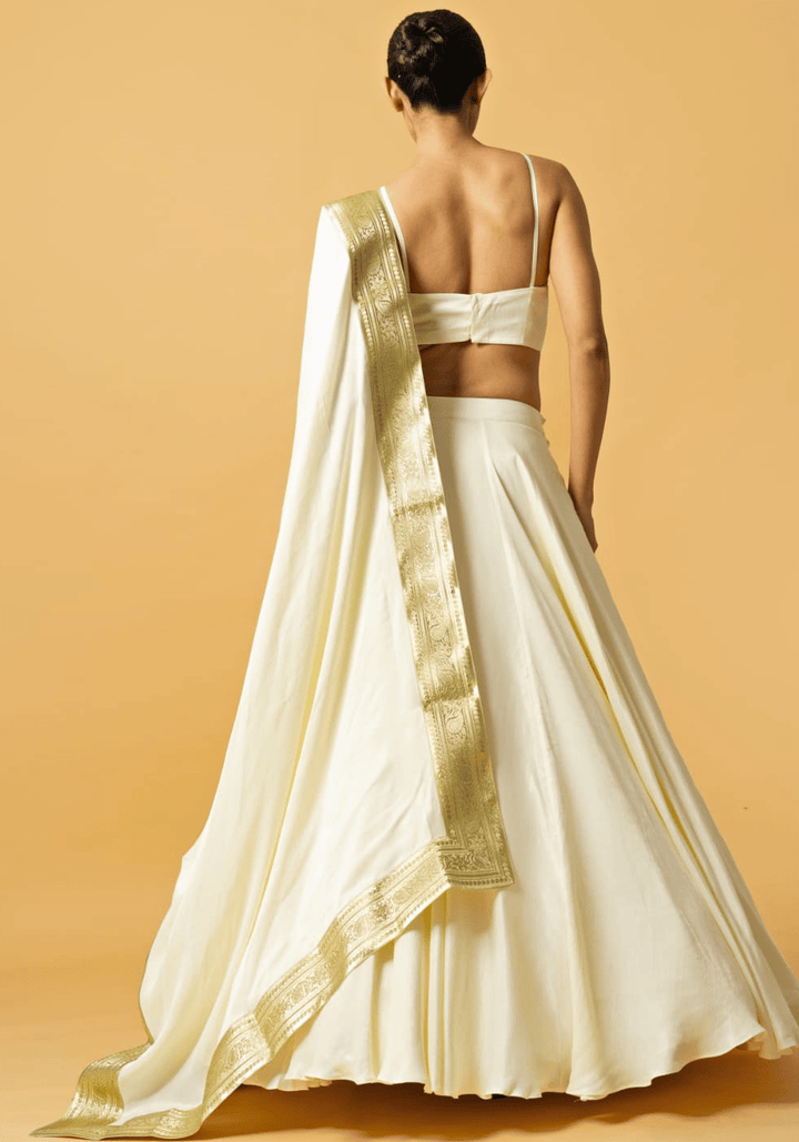 Ivory Gold Lehenga Set Quench A Thirst - Fabilicious Fashion