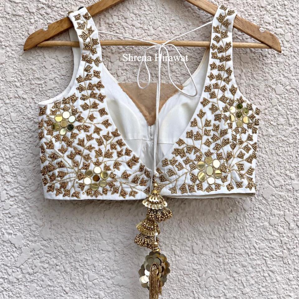 Mirror work choli blouse deals