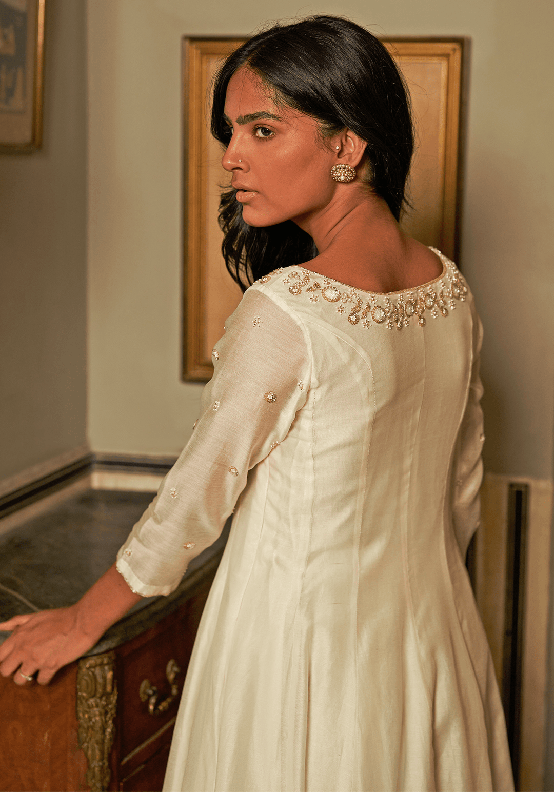 Ivory Kurta Set With Banarasi Dupatta Zoon Tribe - Fabilicious Fashion