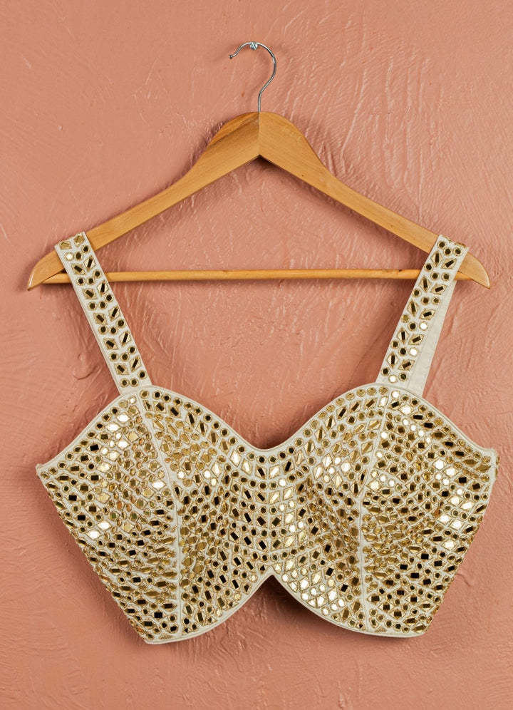 Ivory Mirror Raw Silk Blouse Anisha Shetty - Fabilicious Fashion