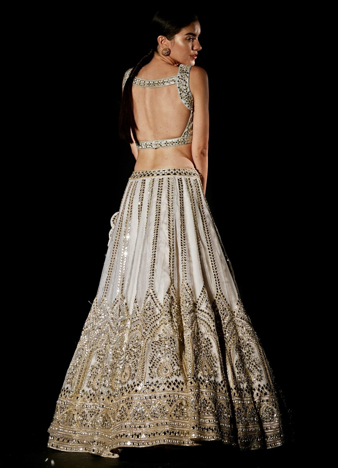 Ivory Organza Mirrorwork Lehenga Set Angad Singh - Fabilicious Fashion