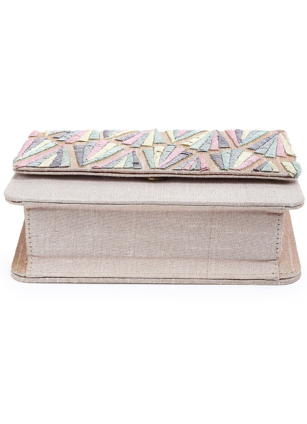 Ivory Patterned Beads Clutch The Purple Sack - Fabilicious Fashion