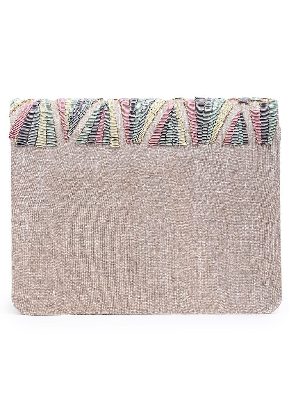 Ivory Patterned Beads Clutch The Purple Sack - Fabilicious Fashion