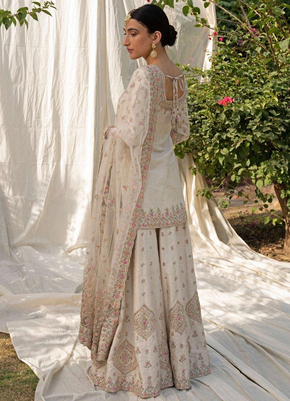Ivory Raw Silk Sharara Set Angad Singh - Fabilicious Fashion