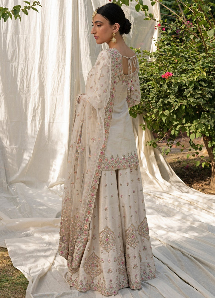 Ivory Raw Silk Sharara Set Angad Singh - Fabilicious Fashion