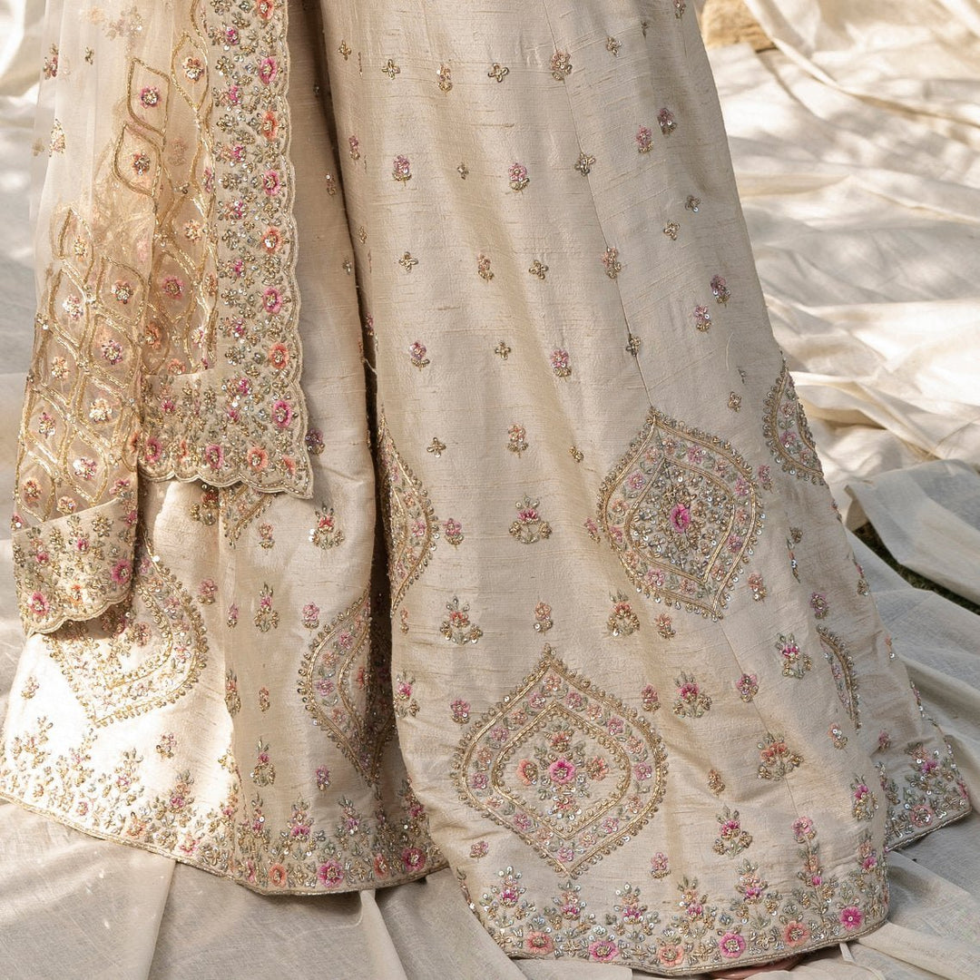Ivory Raw Silk Sharara Set Angad Singh - Fabilicious Fashion