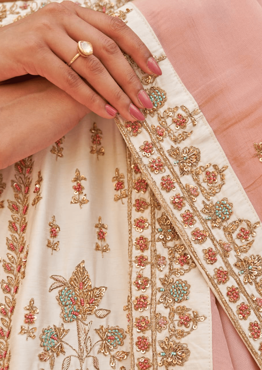 Ivory Silk Embroidered Bridal Lehenga Angad Singh - Fabilicious Fashion