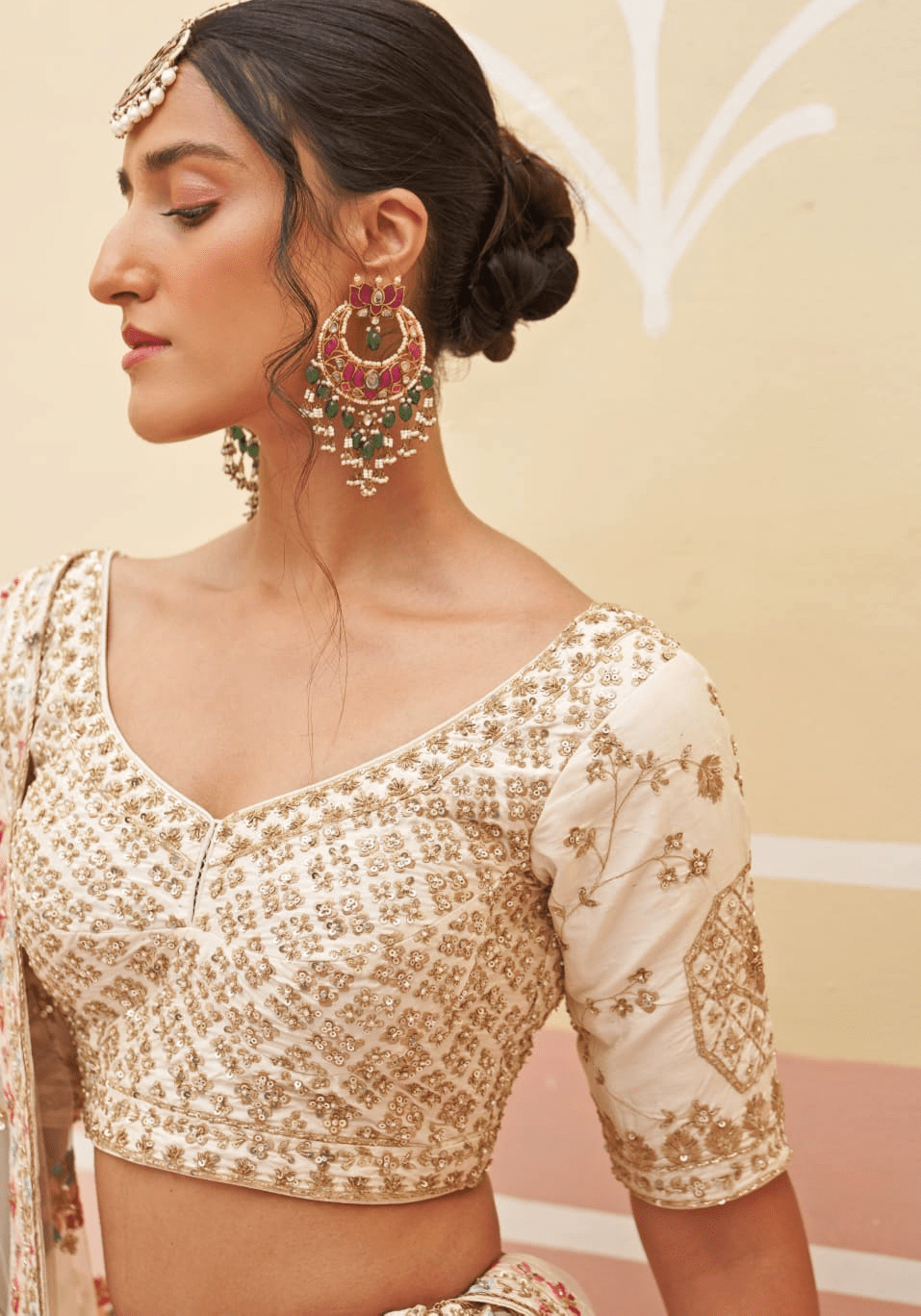 Ivory Silk Floral Motifs Bridal Lehenga Angad Singh - Fabilicious Fashion