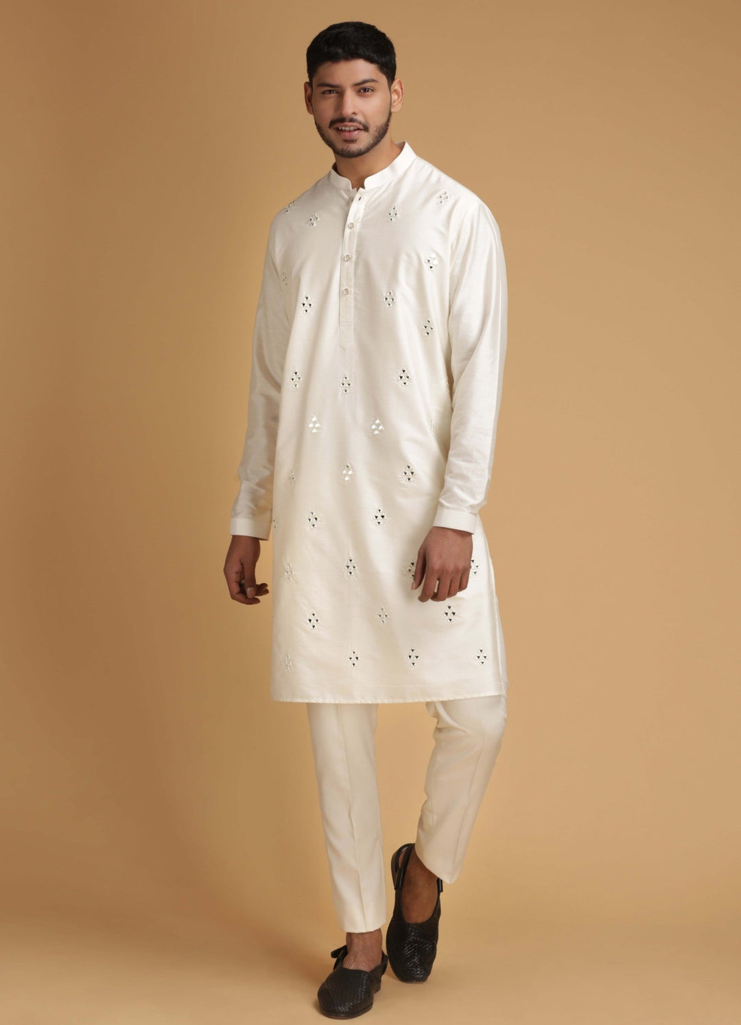Ivory Silk Kurta Set Chatenya Mittal - Fabilicious Fashion