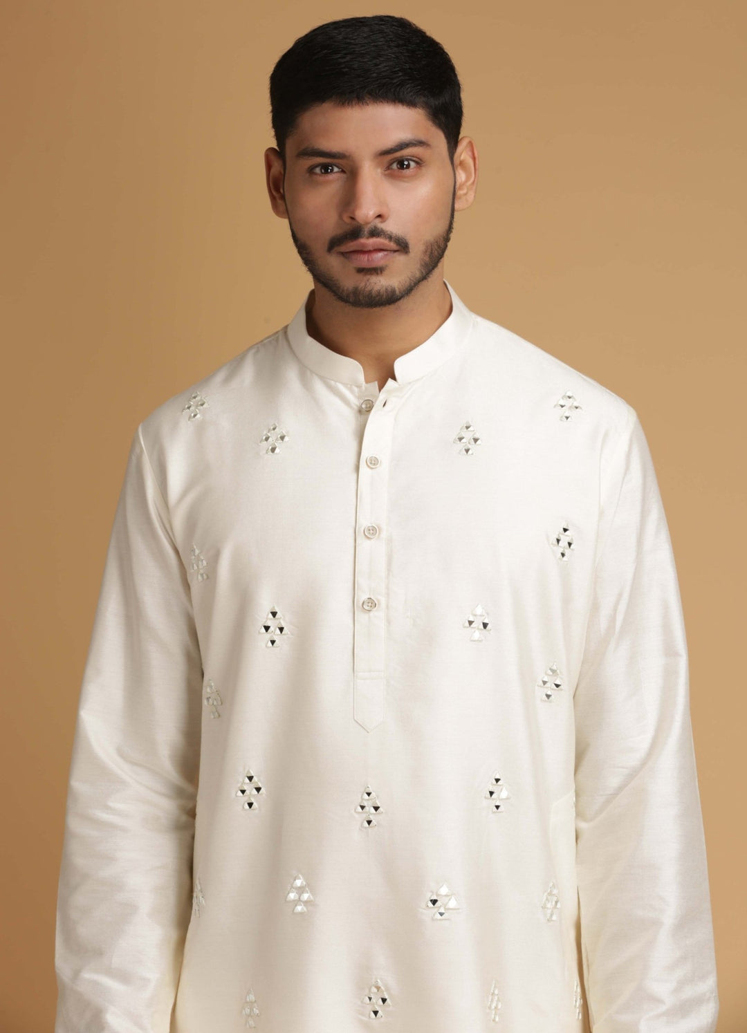 Ivory Silk Kurta Set Chatenya Mittal - Fabilicious Fashion