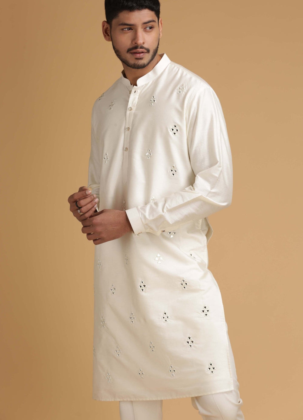 Ivory Silk Kurta Set Chatenya Mittal - Fabilicious Fashion