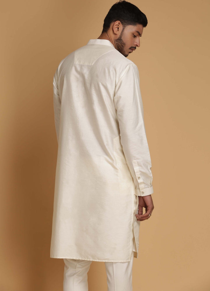 Ivory Silk Kurta Set Chatenya Mittal - Fabilicious Fashion
