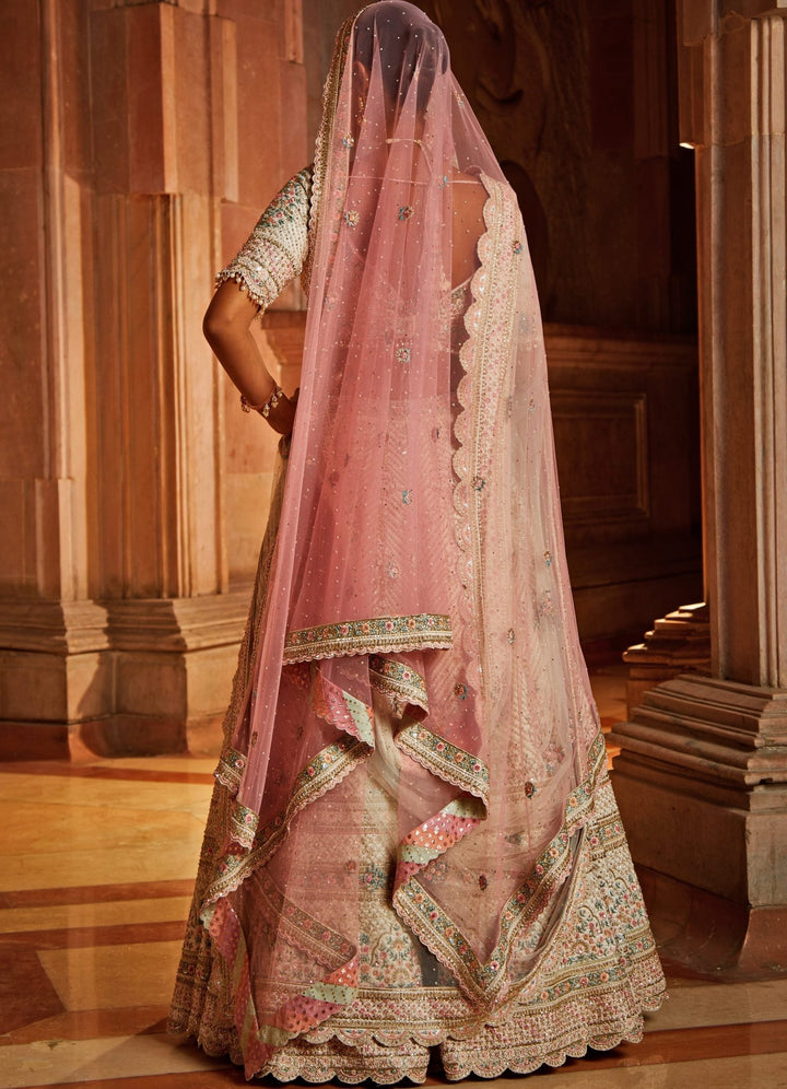 Ivory Taffeta Lehenga Summer Hued Lehenga Set With Double Dupatta Nitika Gujral - Fabilicious Fashion
